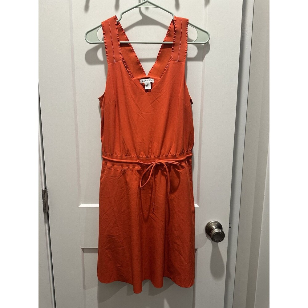 Athleta Savannah Strap Mini Dress Small Orange Vacation Resort V-Neck Pullover